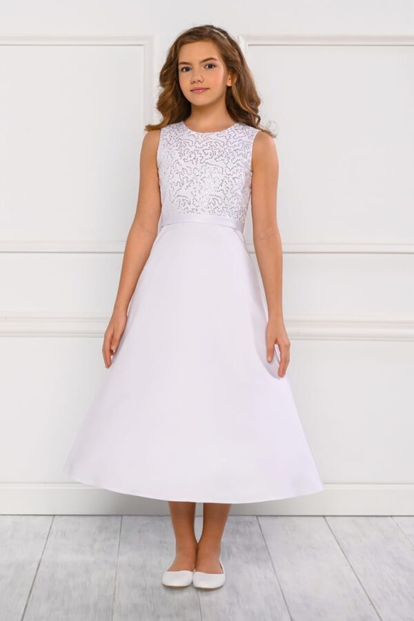 Sukienka balowa komunijna tiulowa z cekinami SK-24