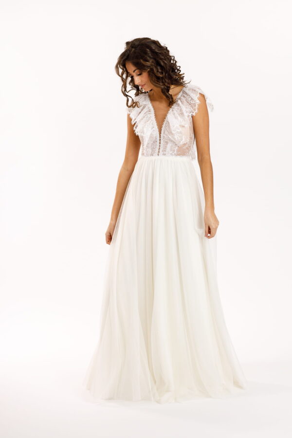 Suknia ślubna SAMBA boho z falbanami szyta na miarę